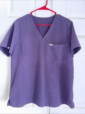 Figs Purple V Neck Scrub Top
